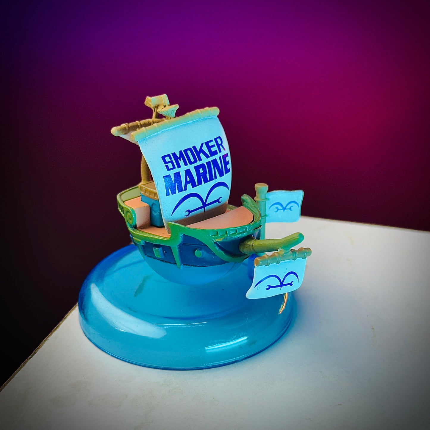 one piece navy ship toy blue base