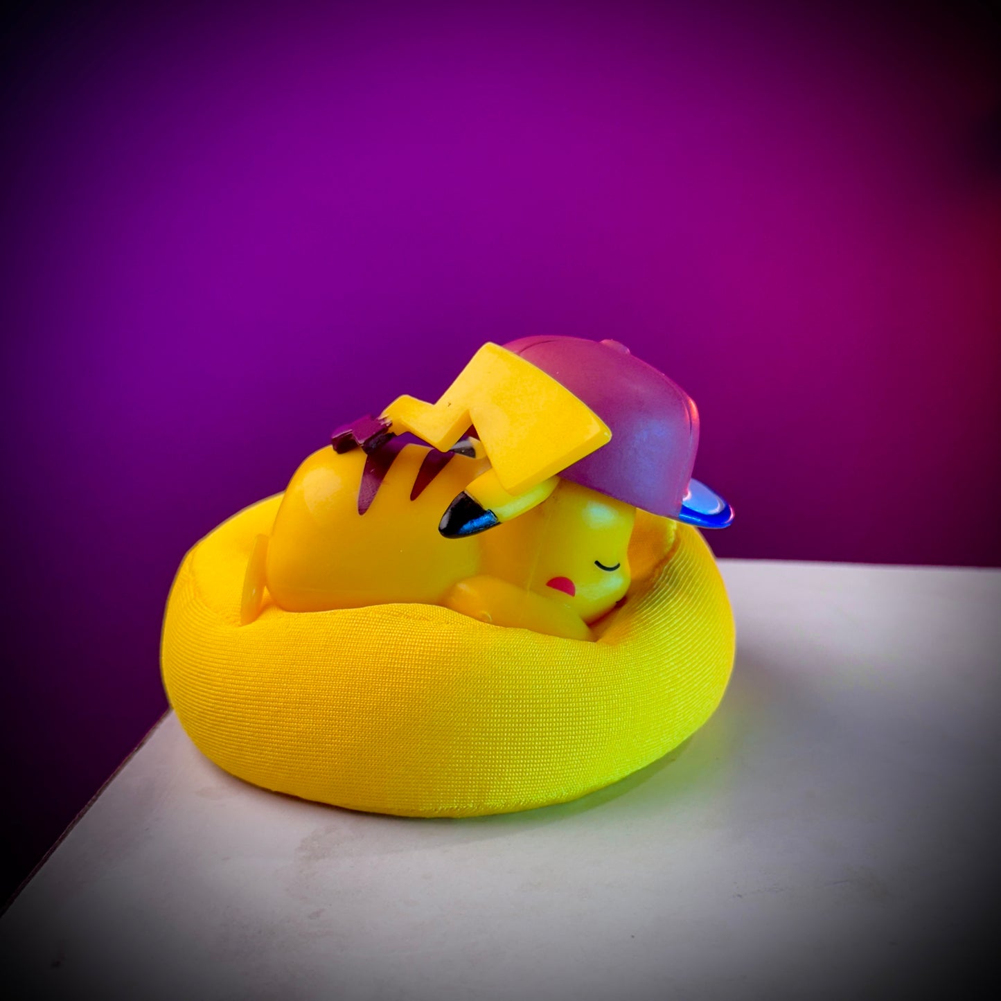 Pikachu sleeping pose with hat kawaii Pokemon figurine display collectible