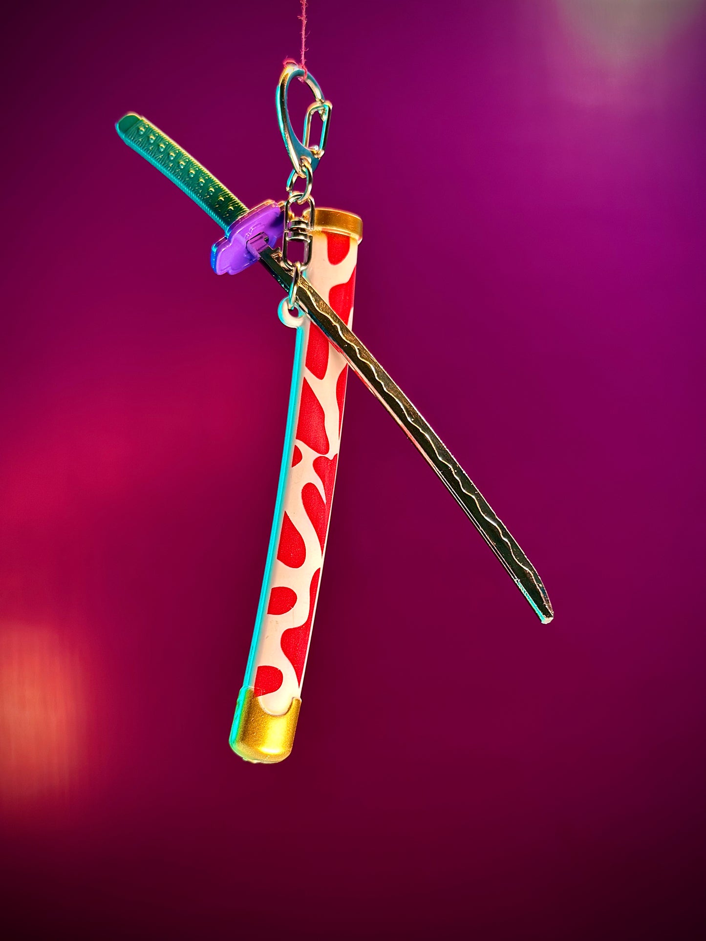 Red Katana Keyring – 15cm (Random Design)
