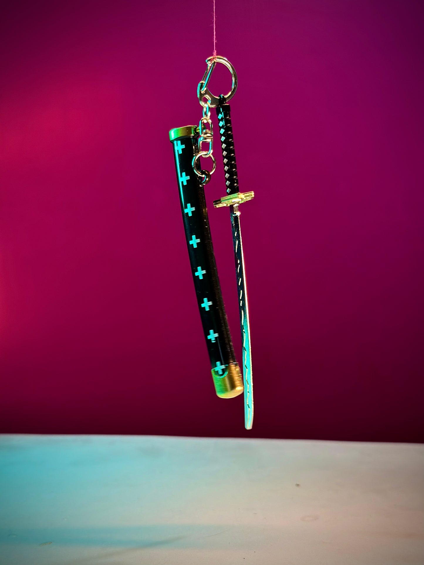 Black Katana Keyring – 15cm (Random Design)