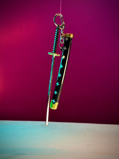 Black Katana Keyring – 15cm (Random Design)