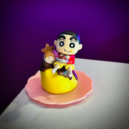  Shinchan mini figure sitting on a dessert cup collectible toy