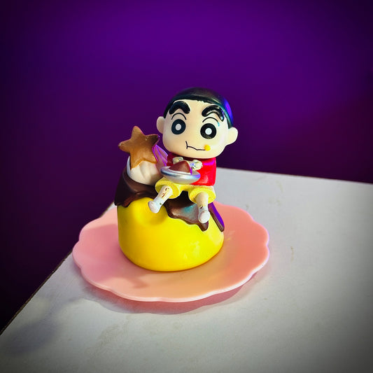  Shinchan mini figure sitting on a dessert cup collectible toy