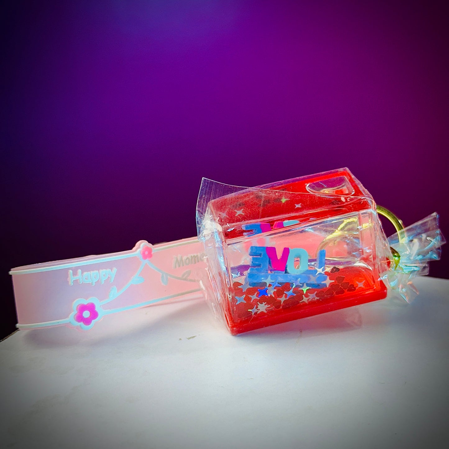 floating cute keychain with mini figure