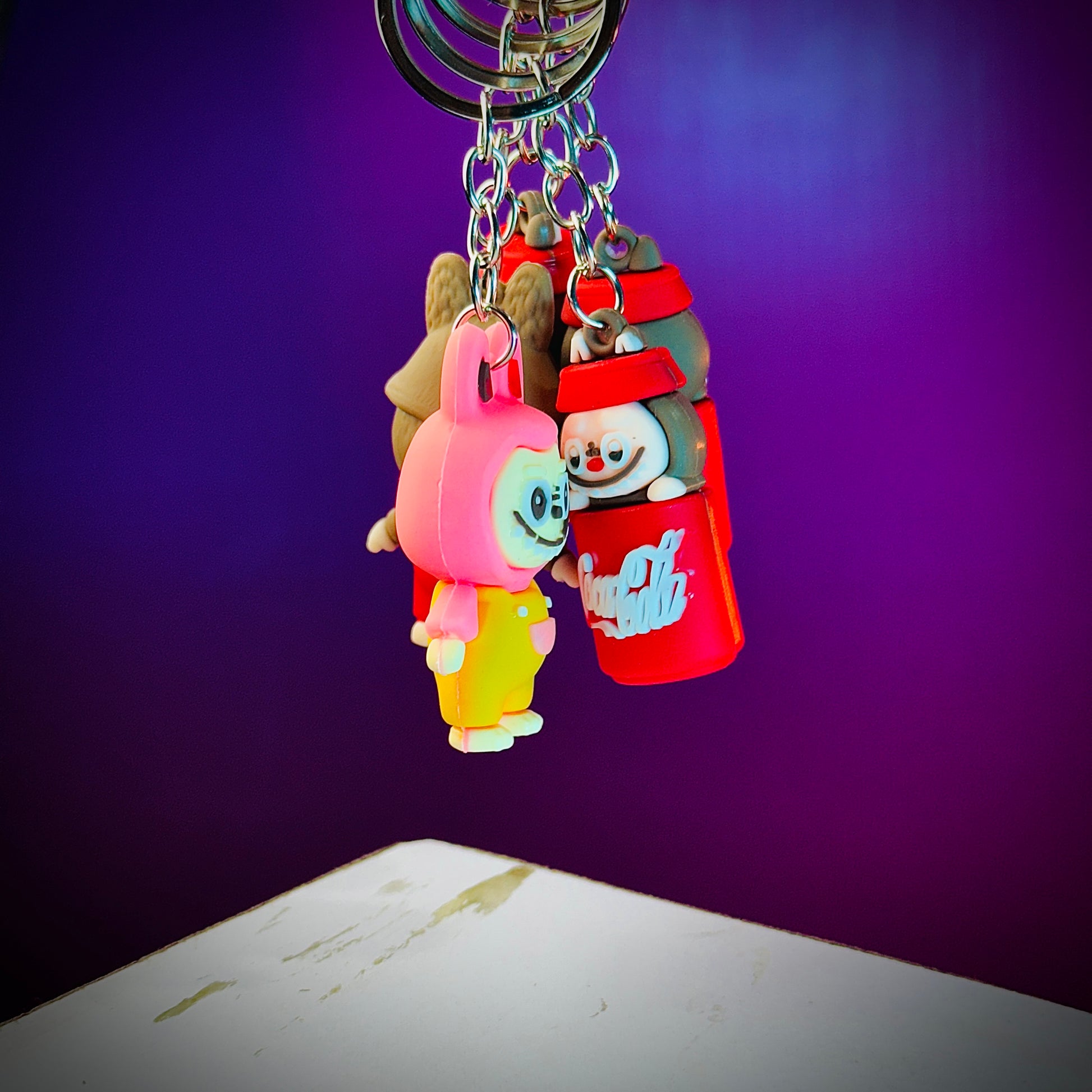 Labubu keychain toy cute cartoon keyring collectible figure bag charm