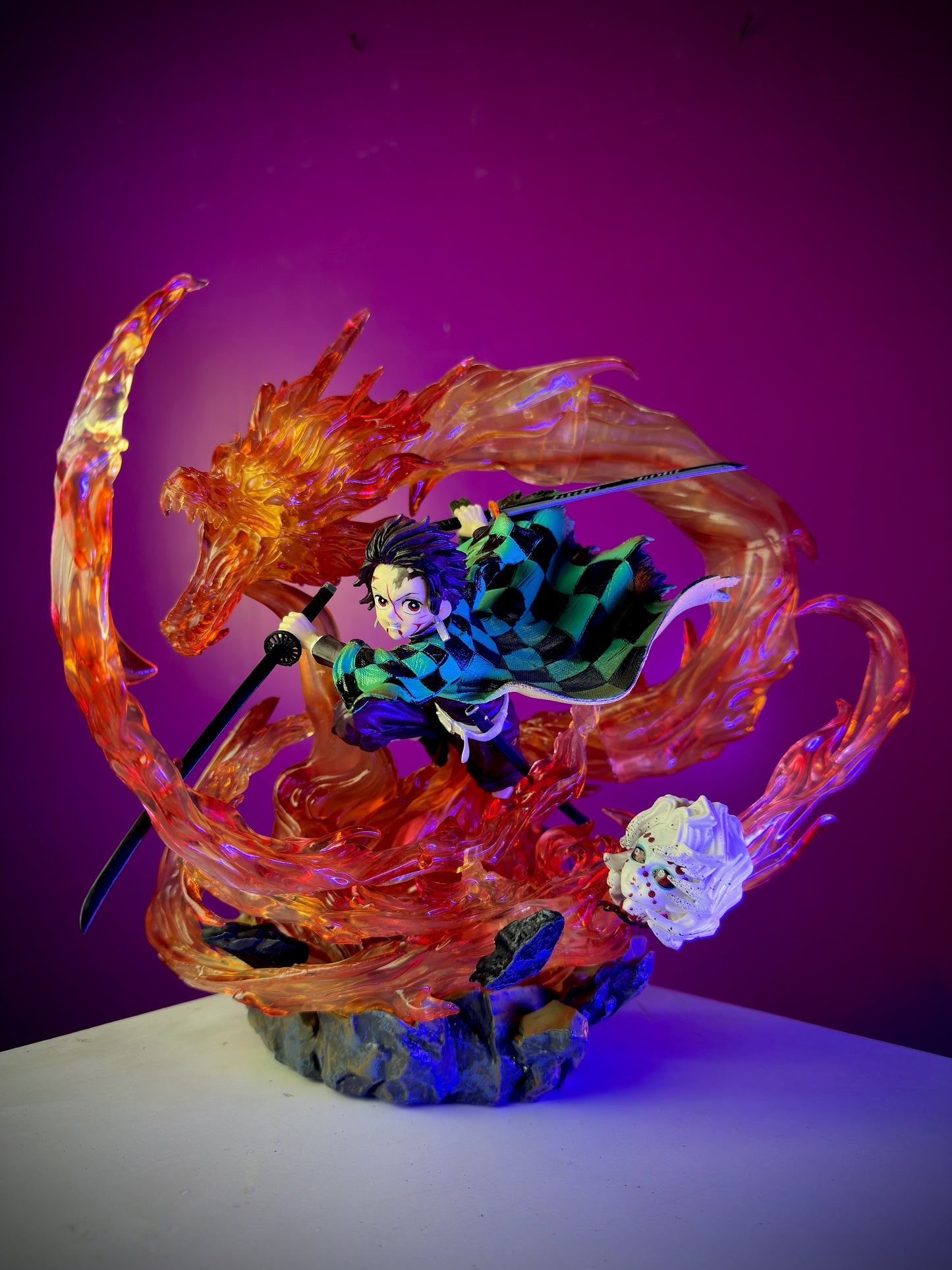 Tanjiro Flame Dragon LED Premium Statue (Large Size, On/Off Light)