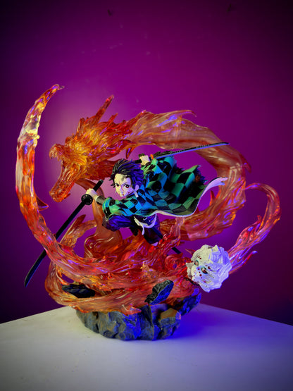 Tanjiro Flame Dragon LED Premium Statue (Large Size, On/Off Light)