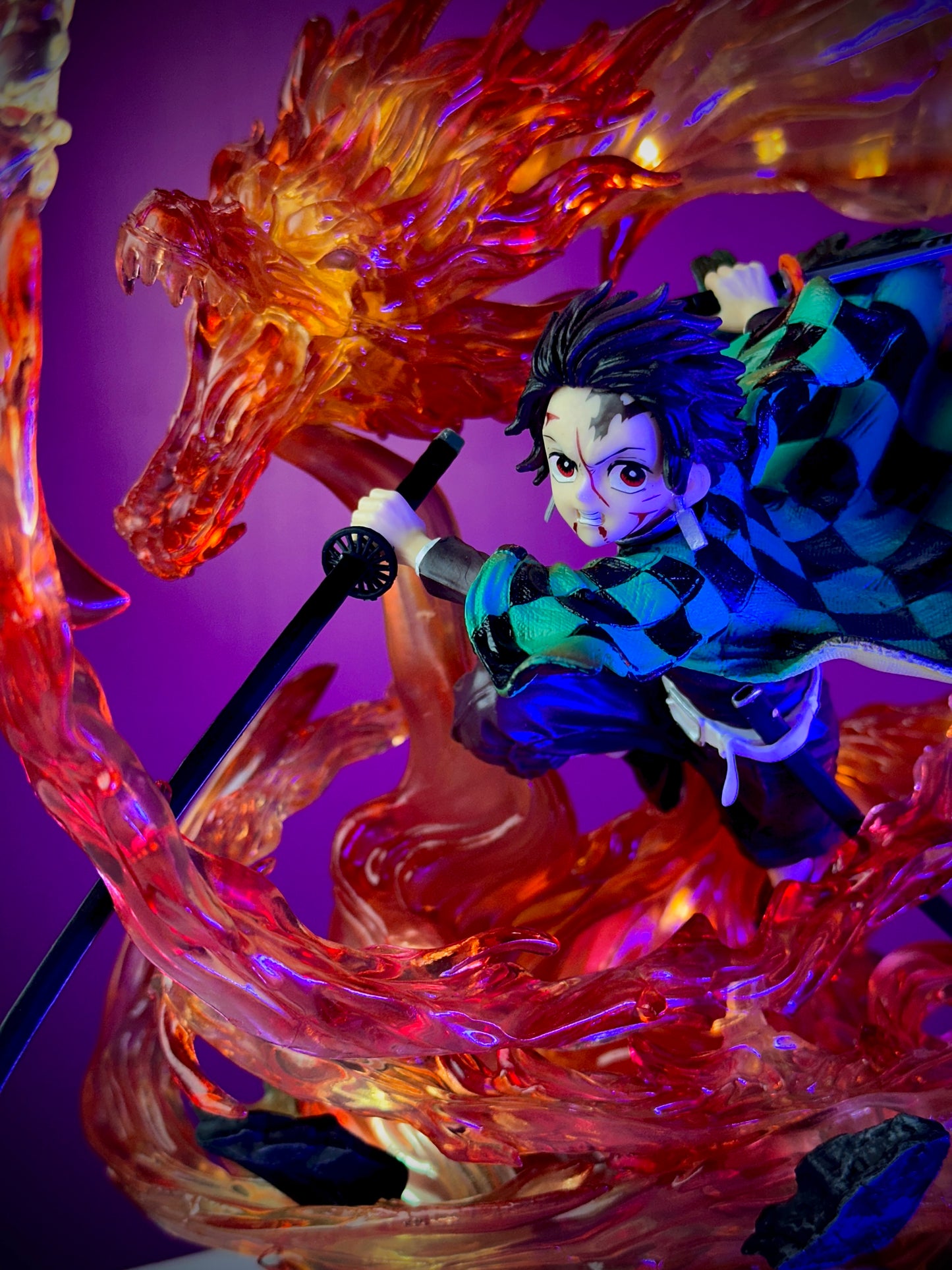 Tanjiro Flame Dragon LED Premium Statue (Large Size, On/Off Light)