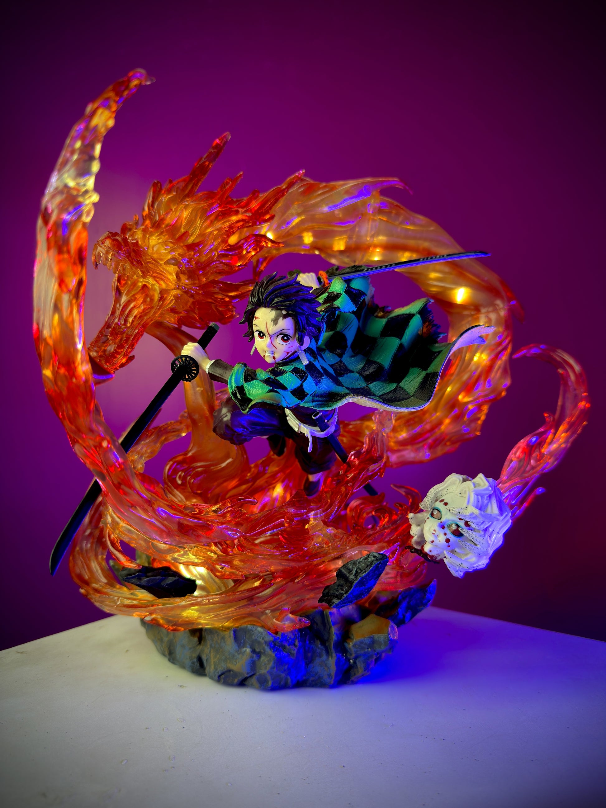Tanjiro Flame Dragon LED Premium Statue (Large Size, On/Off Light)
