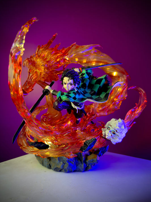 Tanjiro Flame Dragon LED Premium Statue (Large Size, On/Off Light)
