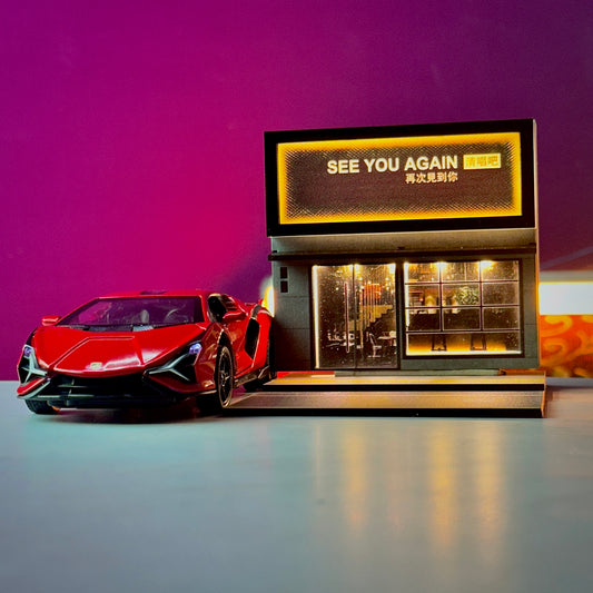 1:32 Lamborghini LP770-4 Red Diecast Car + 1:67 Parking Scene | Movie Car Combo Set (Inspired by Furious 7)