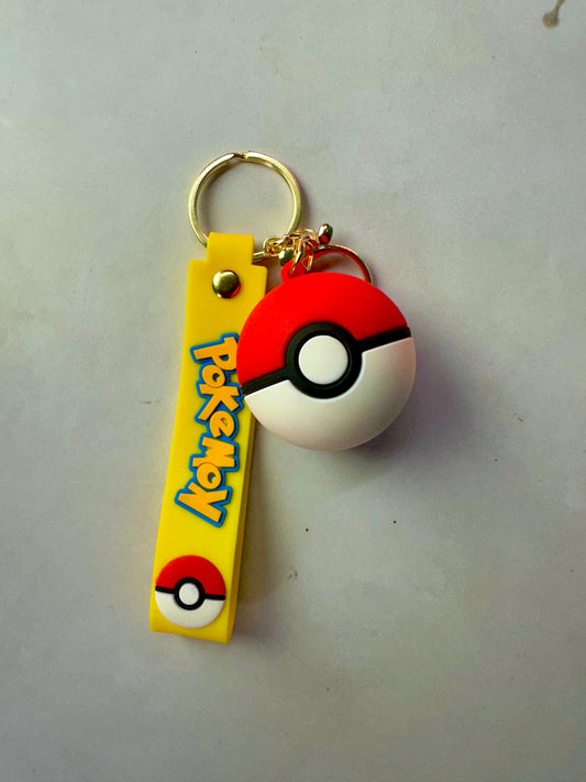 pokemon pokeball rubber keychain keyring