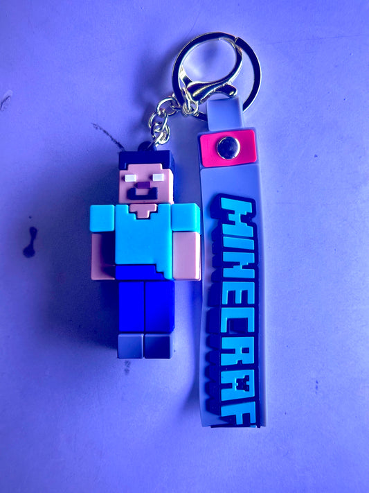 Minecraft Rubber Keychain | Game Character Keyring | Bag & Key Accessory