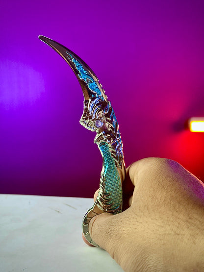 one piece light blue foldable rotating toy weapon metal look