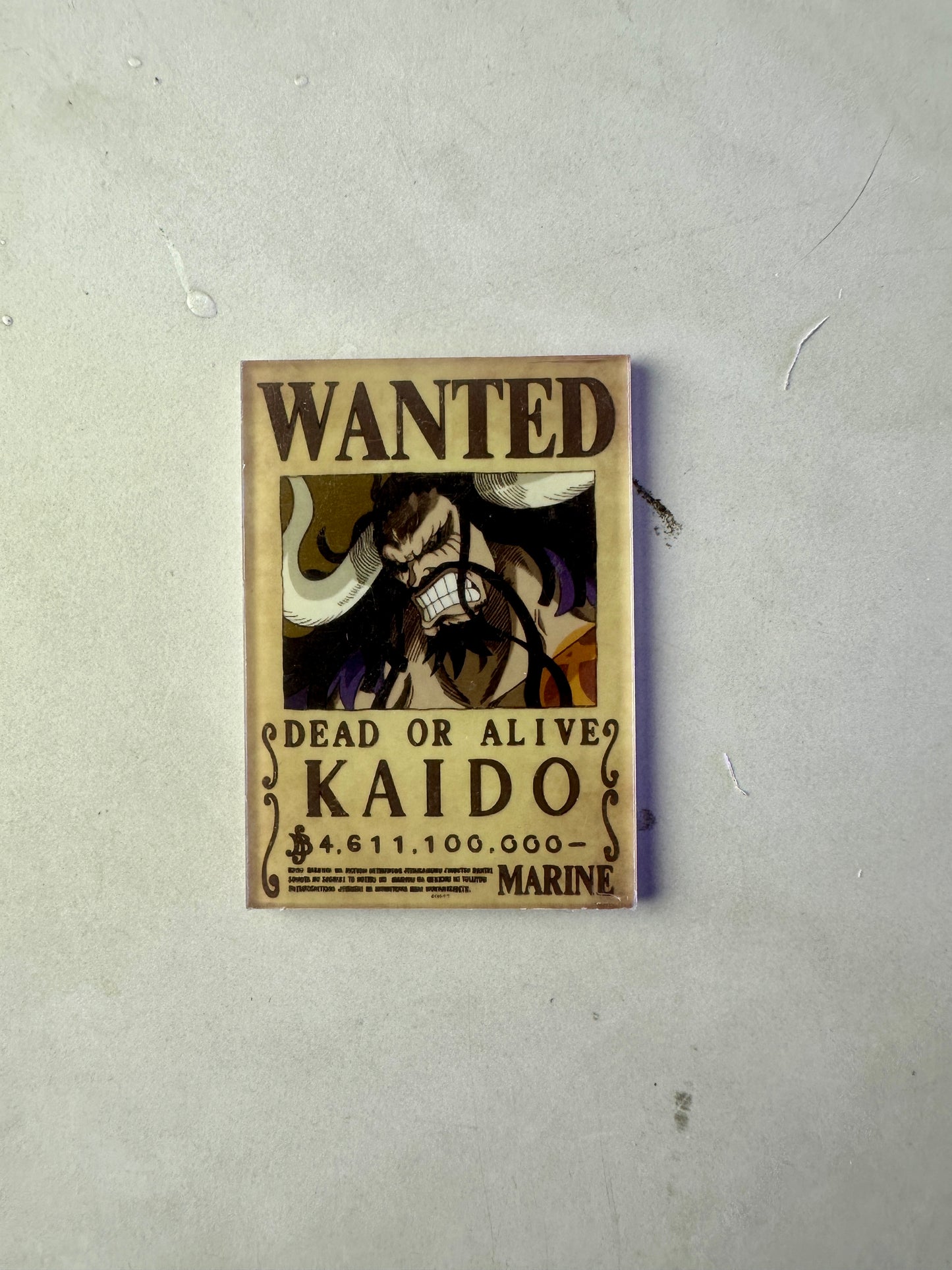 Wanted poster for Kaido on a gray background