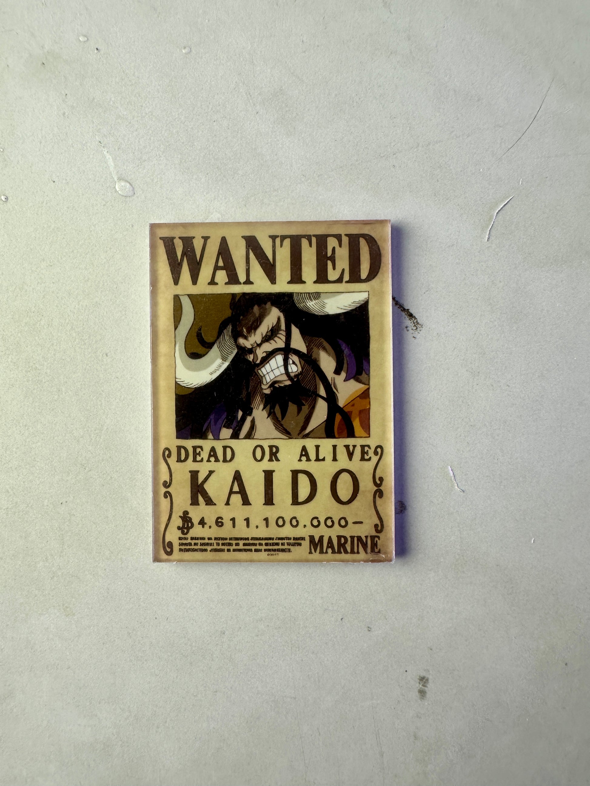 Wanted poster for Kaido on a gray background