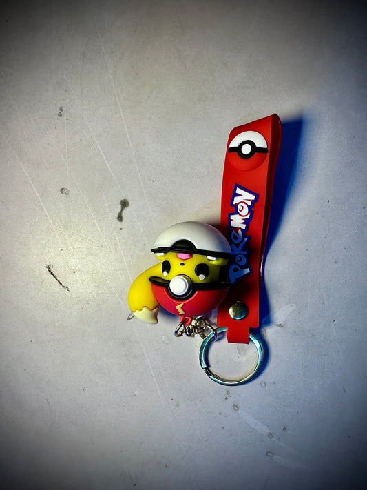 Pikachu Pokemon keychain Pokeball anime keyring accessory
