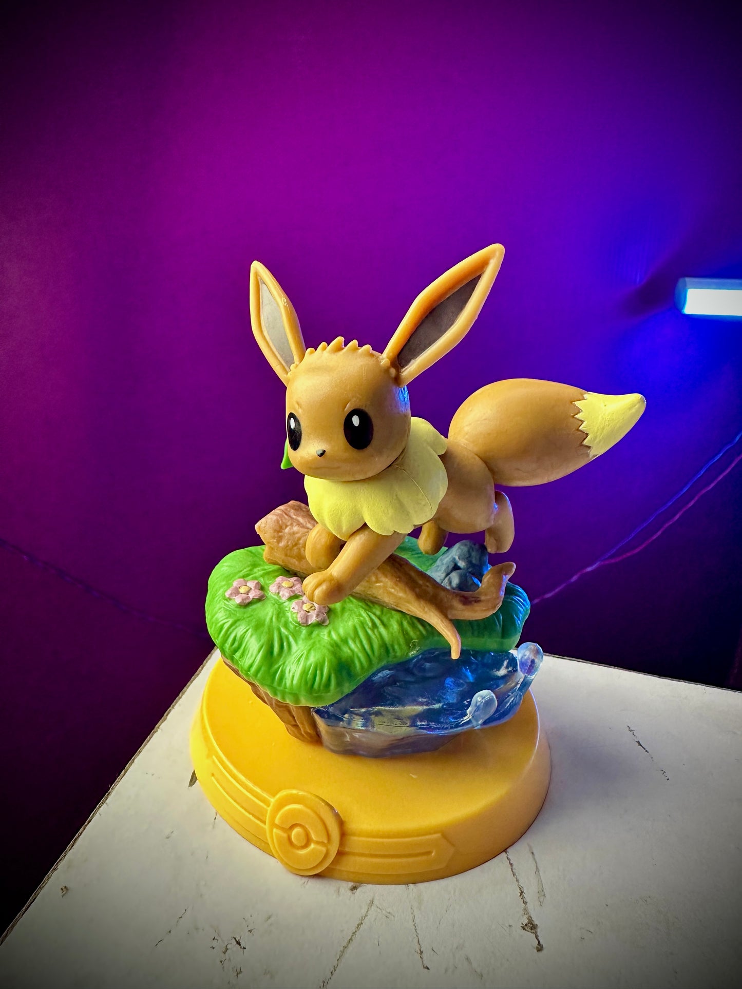 Eevee evolution anime figures with themed display bases