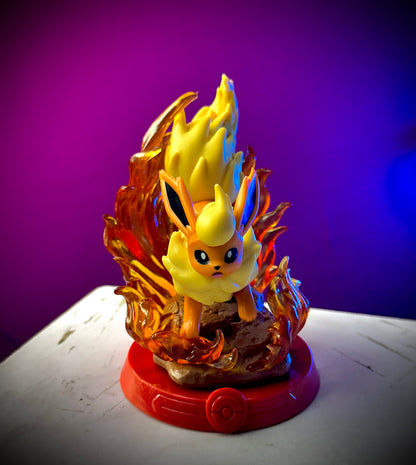 Flareon Sylveon Leafeon Pokemon anime figures with detailed display bases