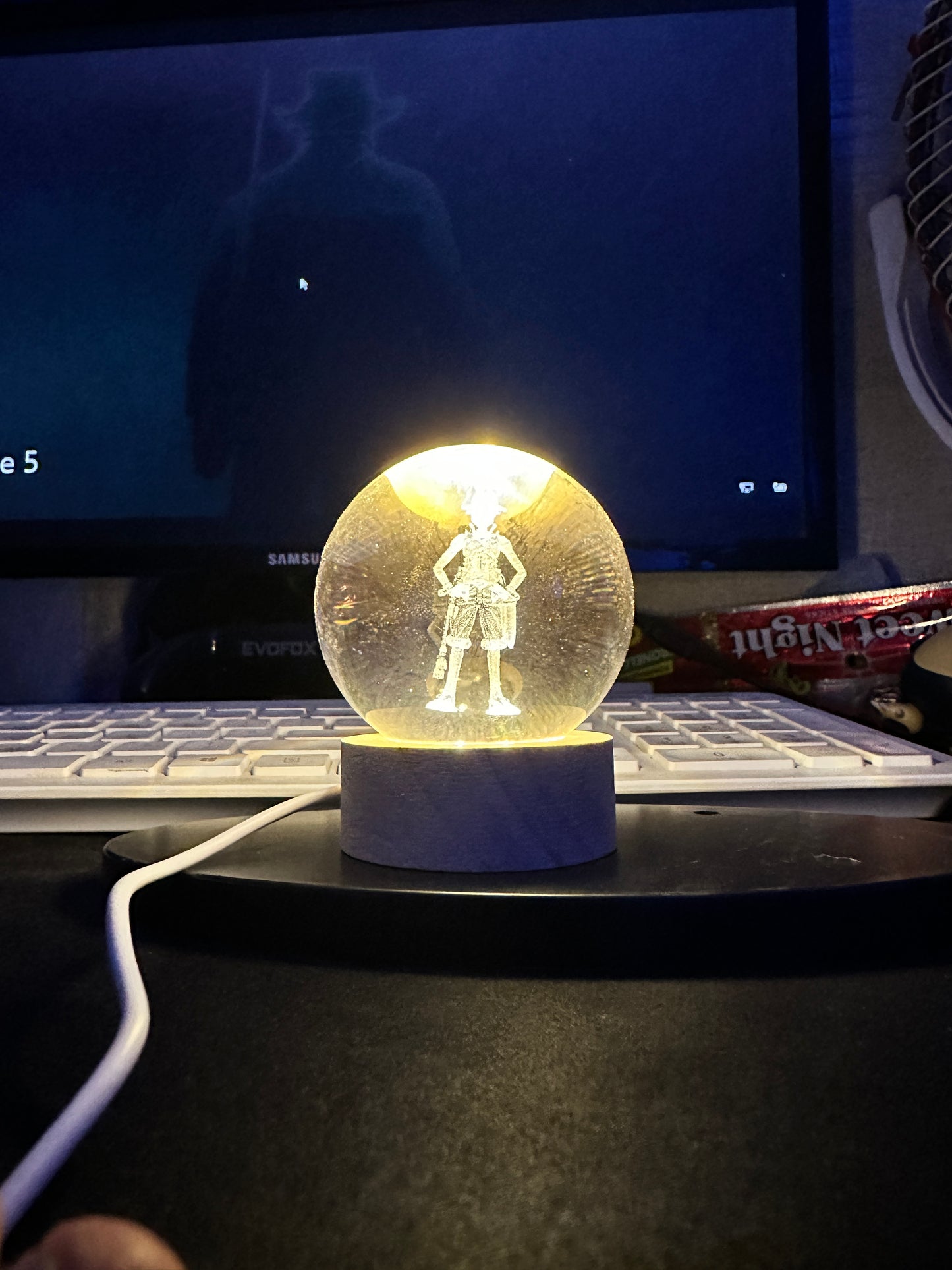 One Piece Luffy standing crystal ball LED lamp anime collectible