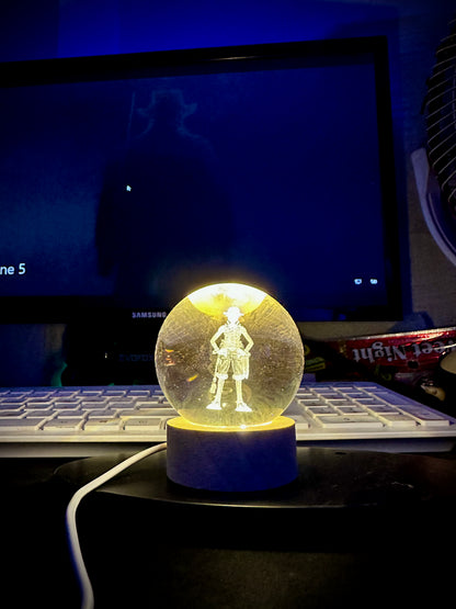 Monkey D Luffy crystal ball night light for anime fans

