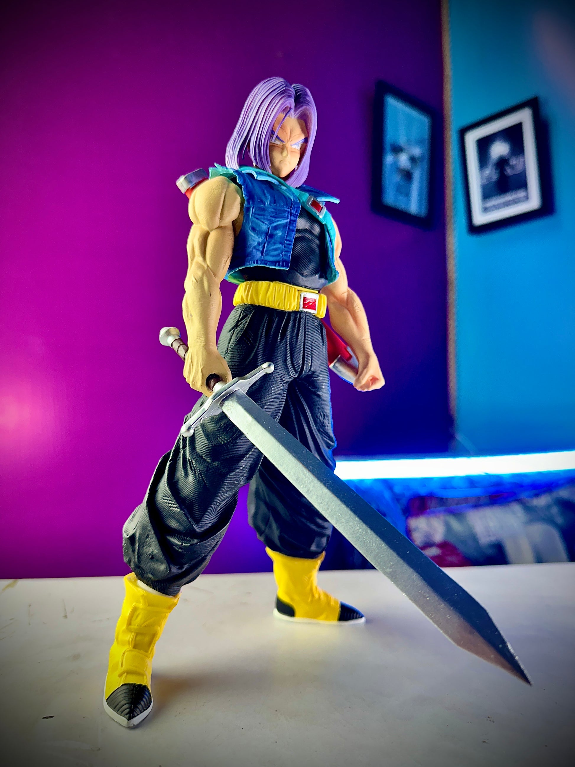 Super Saiyan Trunks anime figure with detailed sword accessory
