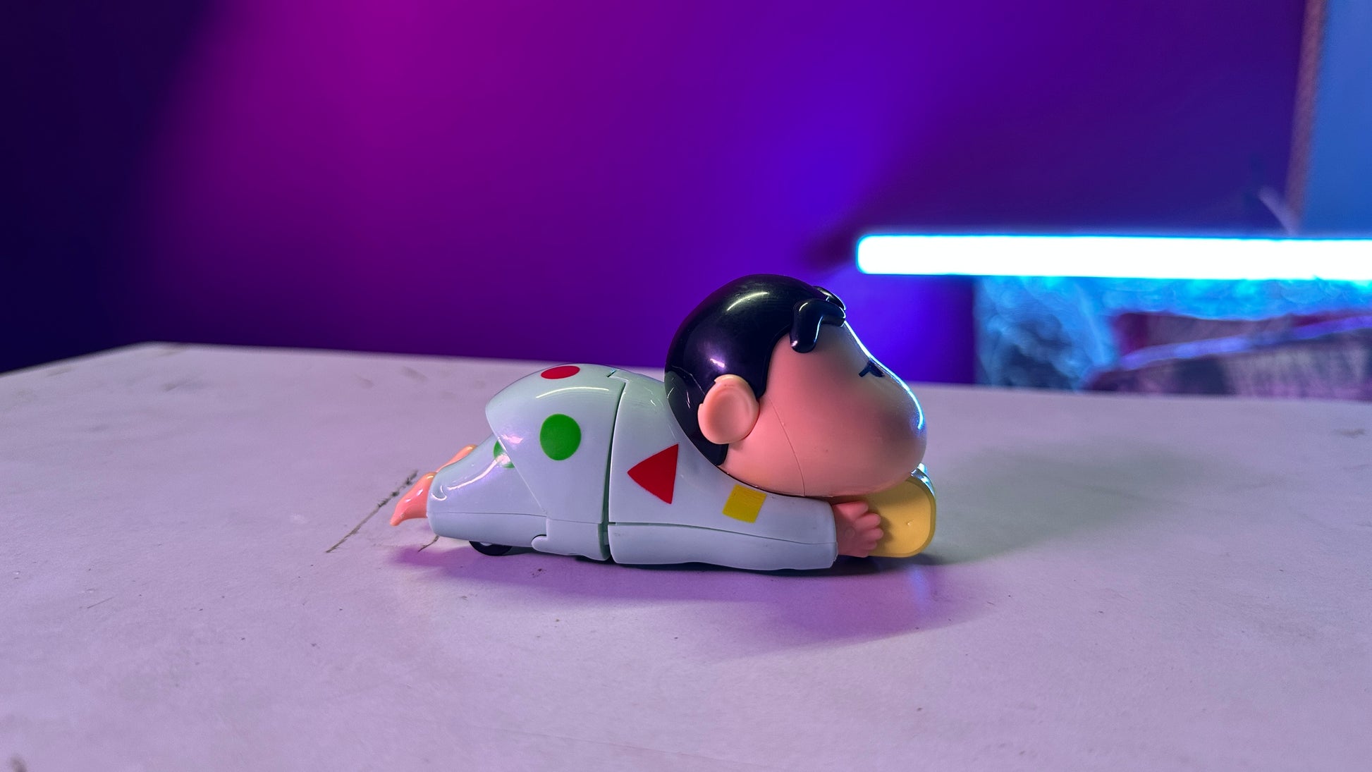 Cute Shinchan crawling pose figure made from premium PVC

