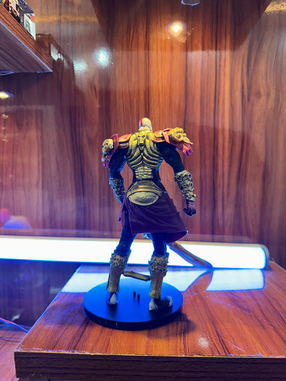 Premium Kratos action figure with sword, muscular warrior design and display base