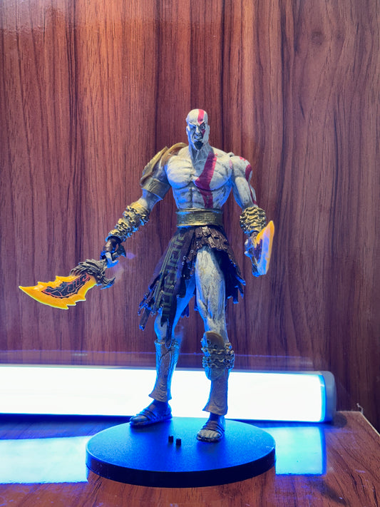 God of War Kratos 19CM gaming figure with detailed armor, muscular sculpt and blade weapon.
