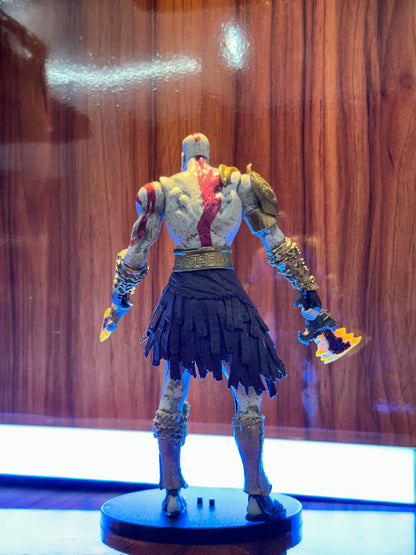 19CM God of War Kratos action figure holding his blade on a display base.
