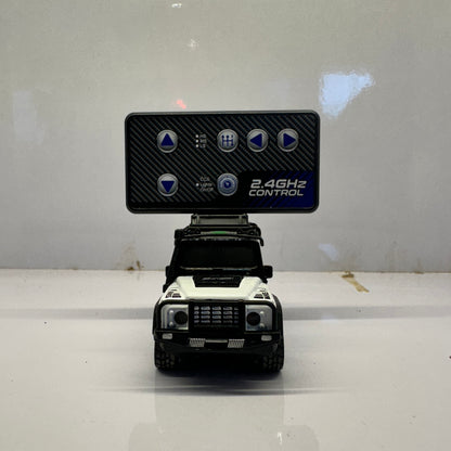 Mini alloy RC SUV toy car with detailed off-road design and LED lights
