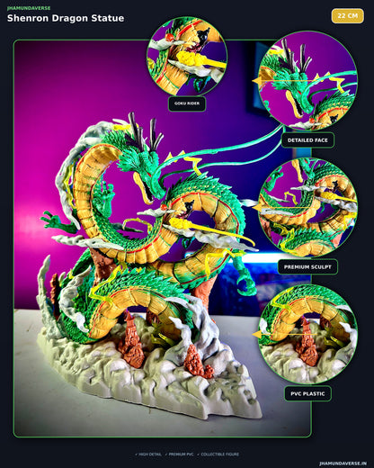 Dragon Ball Shenron dragon premium statue with Kid Goku rider
