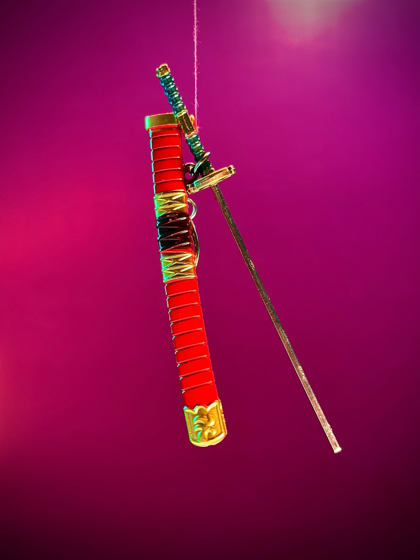 Red Katana Keyring – 15cm (Random Design)