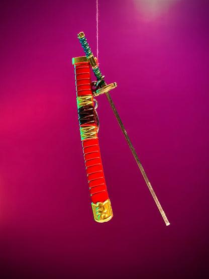 Red Katana Keyring – 15cm (Random Design)