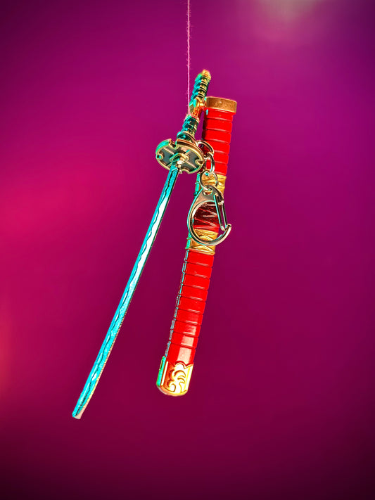 Red Katana Keyring – 15cm (Random Design)