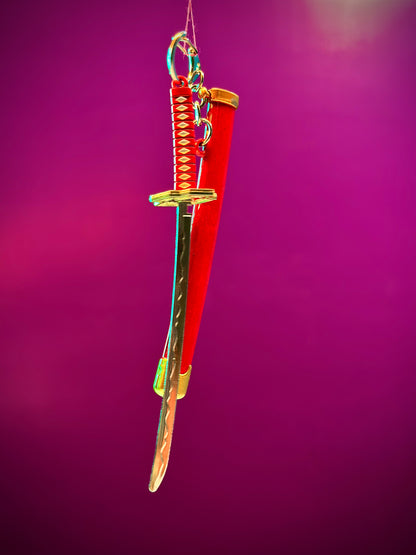 Red Katana Keyring – 15cm (Random Design)