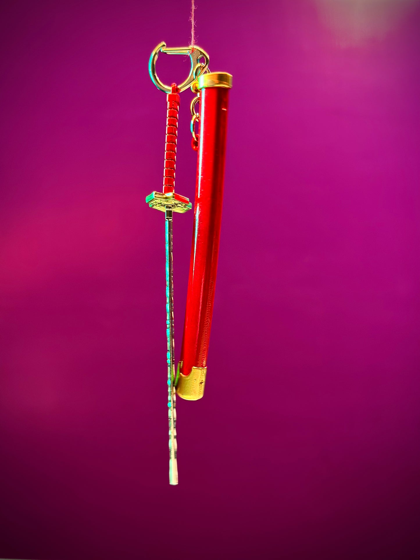 Red Katana Keyring – 15cm (Random Design)