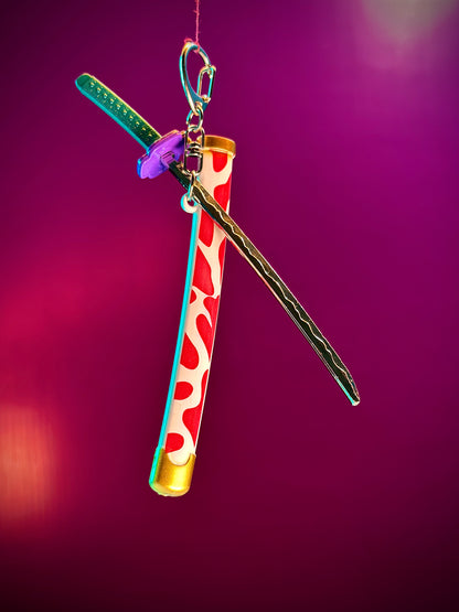 Red Katana Keyring – 15cm (Random Design)