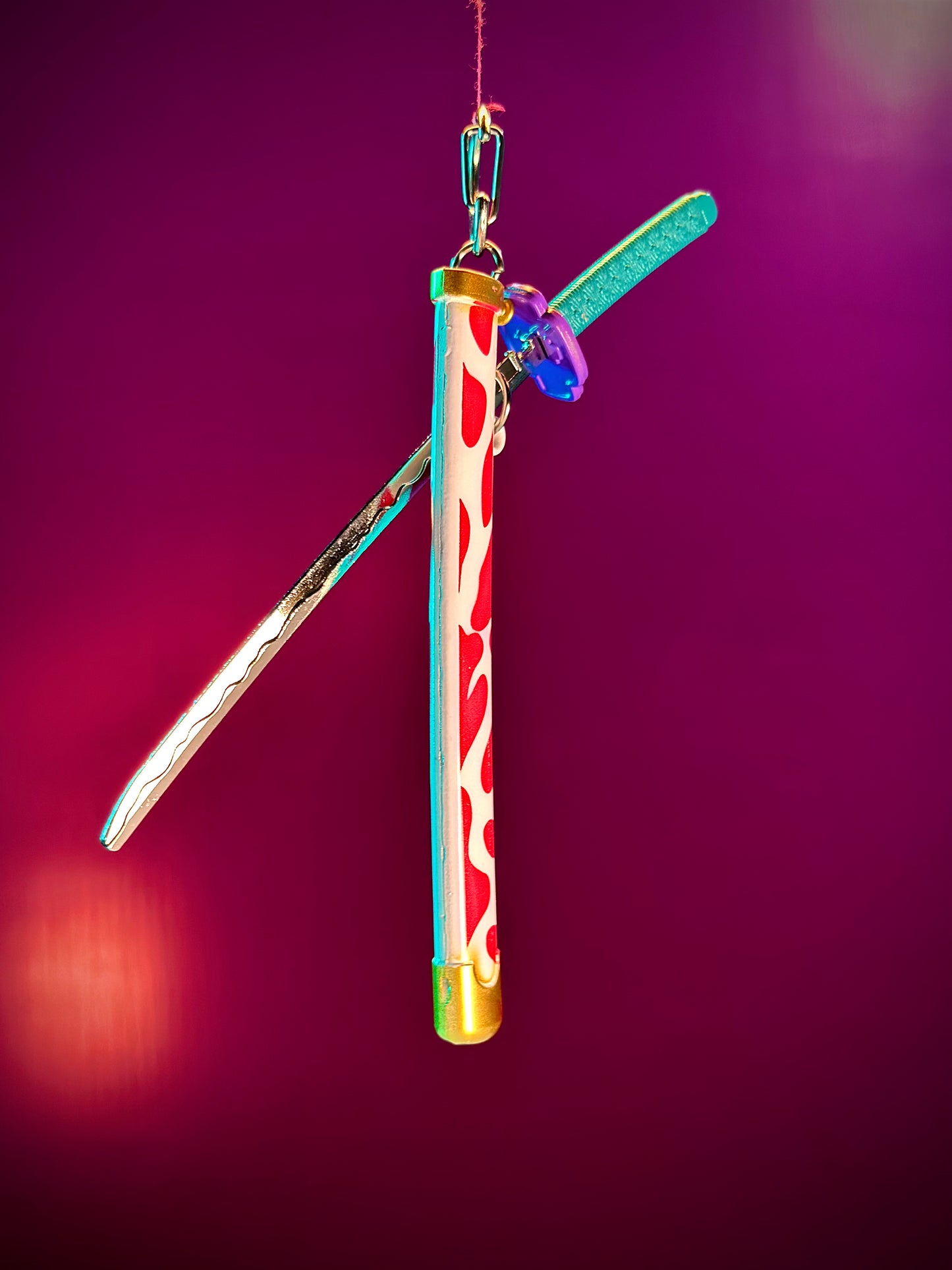 Red Katana Keyring – 15cm (Random Design)