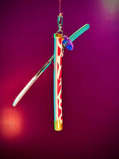 Red Katana Keyring – 15cm (Random Design)
