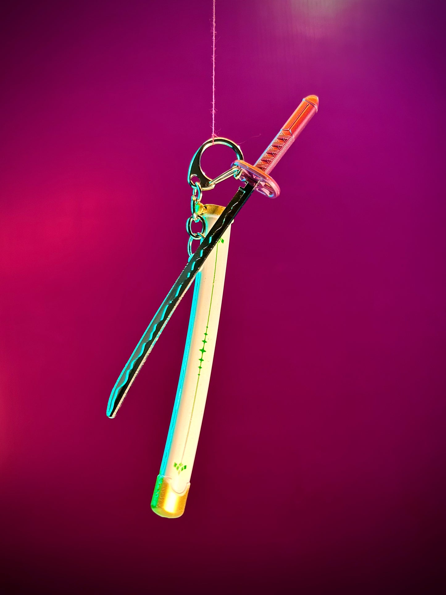 Green Katana Keyring – 15cm (Random Design)