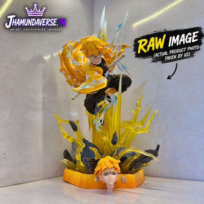 32CM Zenitsu Demon Slayer anime figure with LED lighting, blister and box packaging