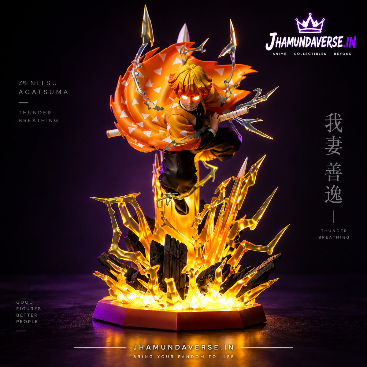 Zenitsu Agatsuma 32CM LED action figure from Demon Slayer with Thunder Breathing lightning effects.