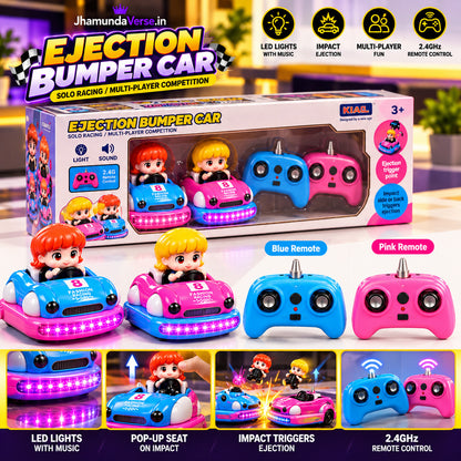Kids' RC bumper cars with LED lights, music and cute driver figures
