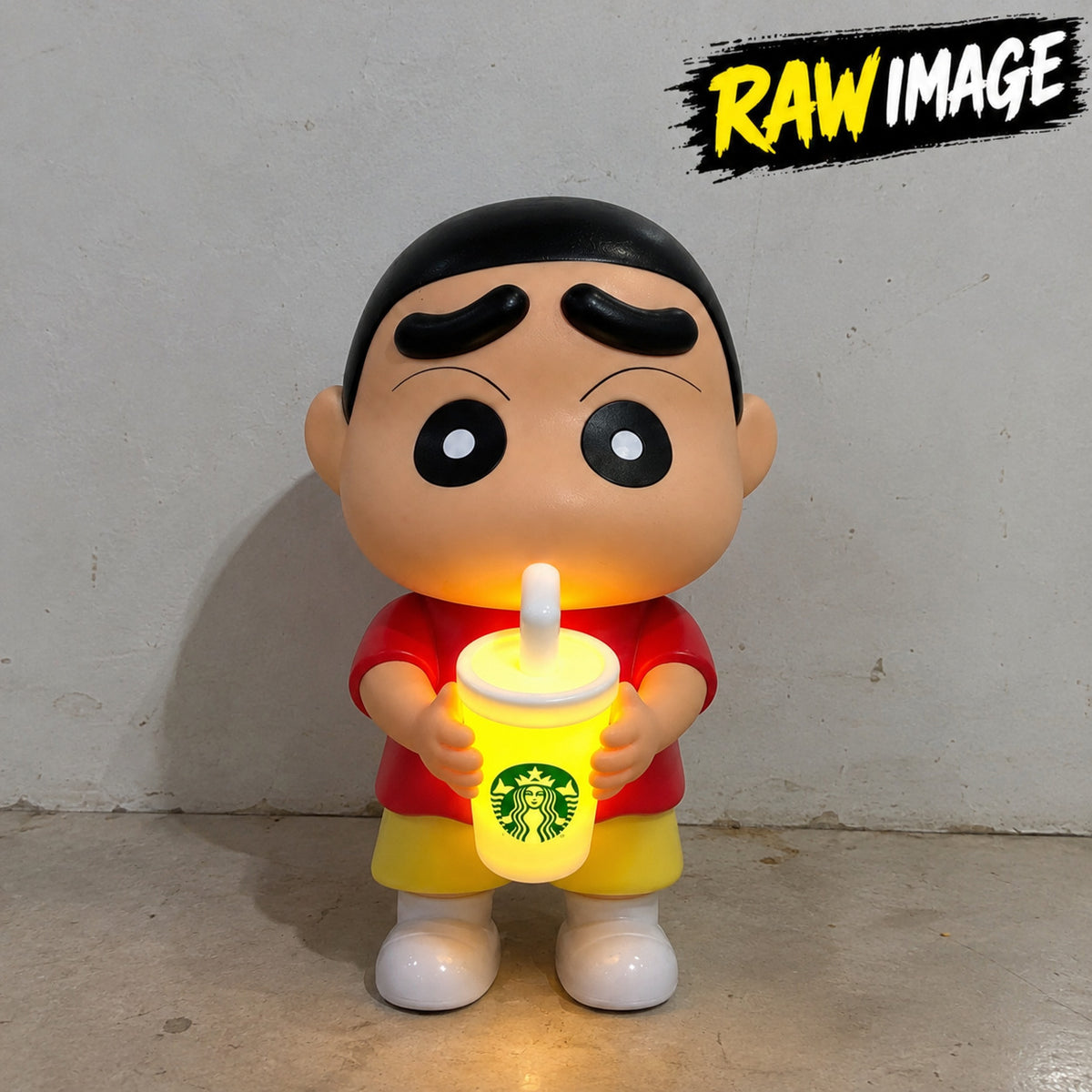 Shinchan Drink Cup Figure Night Lamp front view with soft yellow light