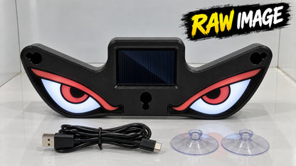 Solar-powered Devil Eye Car Light with USB Type-C charging cable