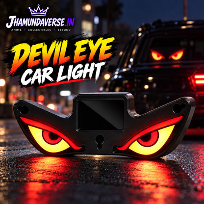  Devil Eye Solar LED Car Rear Light with glowing red and yellow eyes
