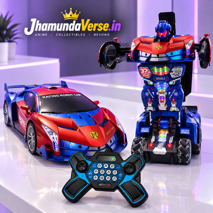Transforming RC Racing Robot Car in red and blue with 2.4GHz remote control