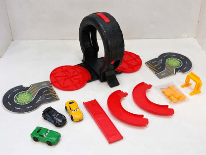 Die-cast metal McQueen mini car with loop stunt racing track for children